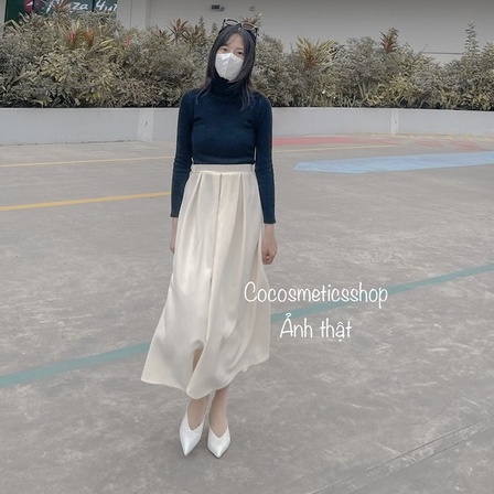 Chân váy midi dáng dài phối lưng chun_A6