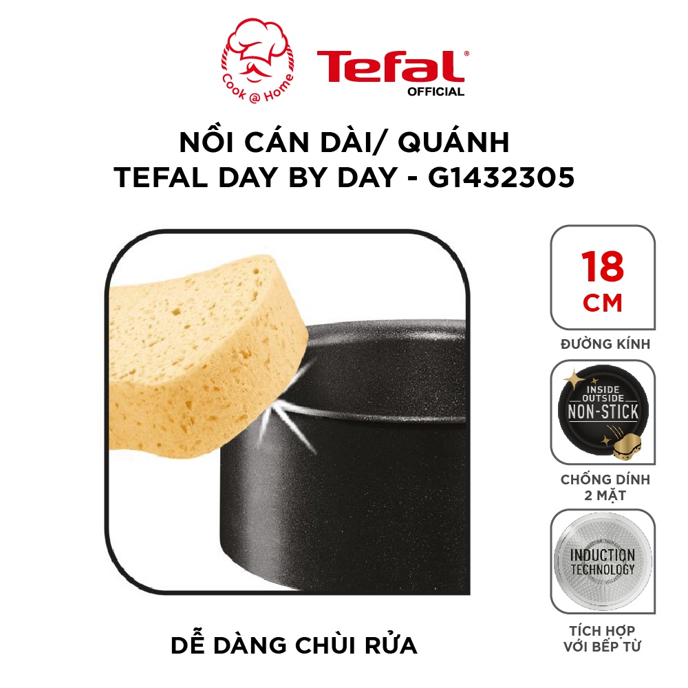 Nồi cán dài/ quánh Tefal Day By Day size 18cm - G1432305