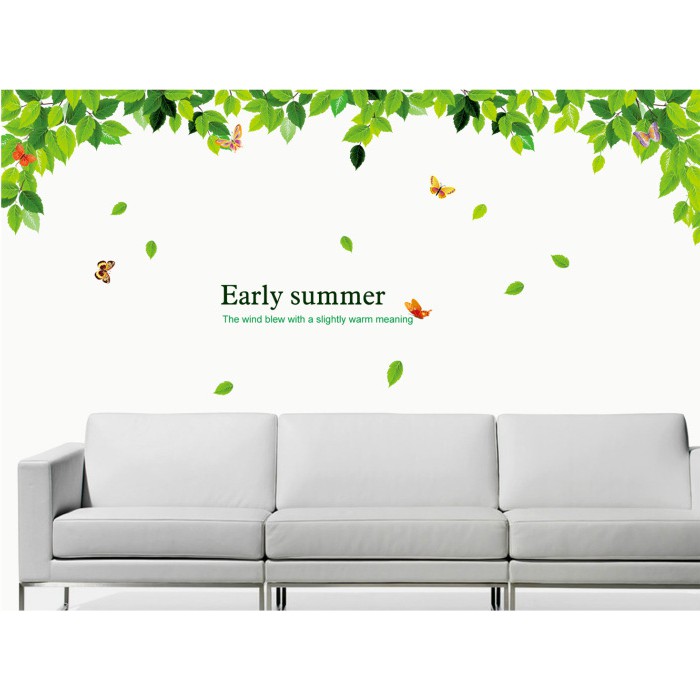Decal trang trí tường Lá Rơi cùng Bướm