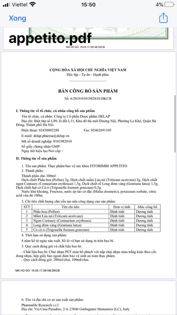 APPETITO FITOBIMBI/Tiêu hoá tốt,ăn ngon miệng | Thế Giới Skin Care