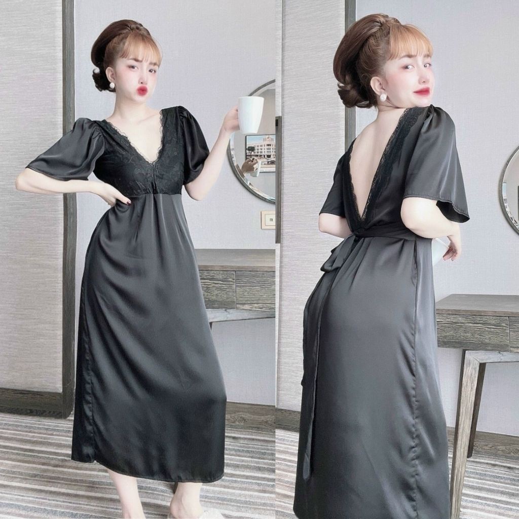 Váy ngủ sexy ❣️FREE SHIP❣️ Đầm ngủ sexy lụa Latin Chất Siêu Mát Dáng Siêu Xinh&lt;62KG