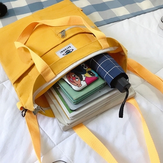 Korean version one-shoulder all-fit female multi-function canvas tote bag large capacity student backpack