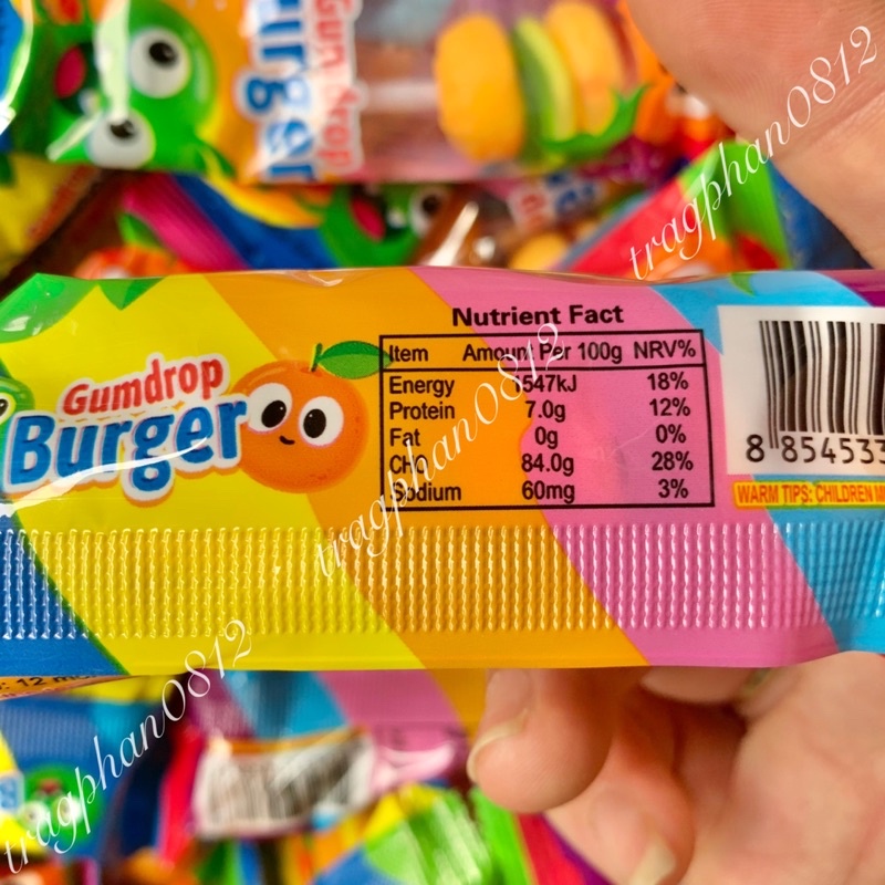 Kẹo dẻo Hamburger xiên que (gói 12g)