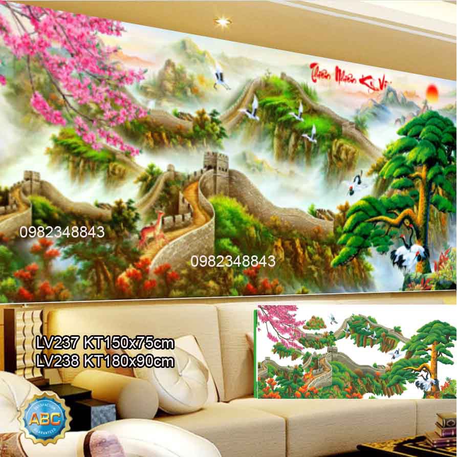 Tranh đính đá vạn lý trường thành KT:180x90cm. Tranh gắn đá chưa đính.