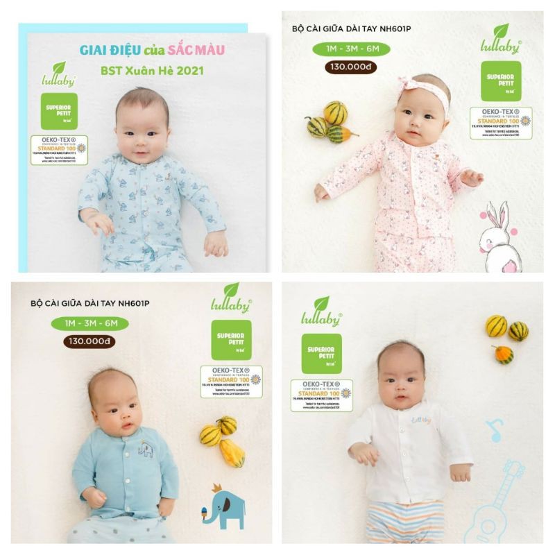 Bộ dài tay cài giữa Lullaby Pettit siêu mềm mát