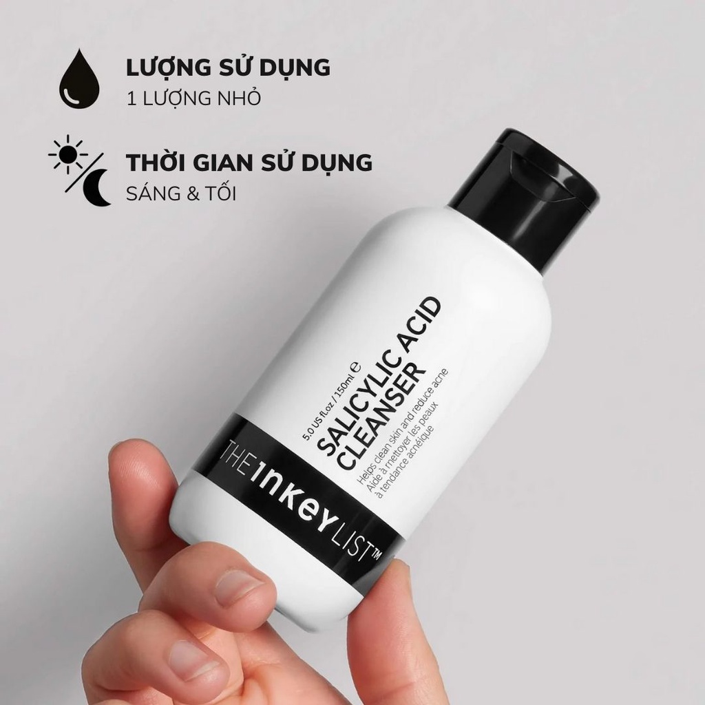 Sữa Rửa Mặt Cho Da Mụn The Inkey List Salicylic Acid Acne + Pore Cleanser 150ml