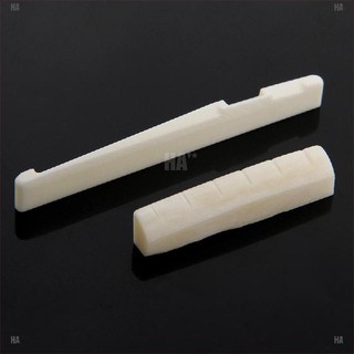 Bộ ngựa đàn và lược đàn có rãnh bằng xương bò màu trắng ngày dành cho đàn guitar acoustic 6 dây