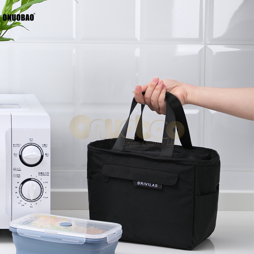 Túi nhựa đựng thức ăn trưa Onuobao chất liệu giấy nhôm cách nhiệt có túi bên