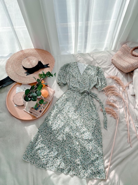 Đầm Hoa Xoè Vintage Tay Bo Dễ Thương | BigBuy360 - bigbuy360.vn