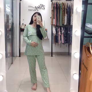 Bộ pink bầu quá xinh khách nhé,hàng freesize cho các mẹ từ lúc mới bầu đến sau khi sinh,có chun rút điềuchỉnh các mẹ nhe