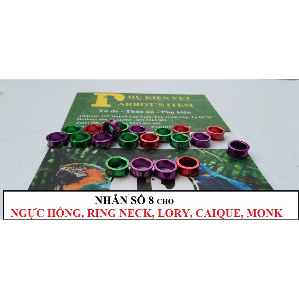 NHẪN ĐEO CHÂN CHO CHIM CẢNH, VẸT,YẾN