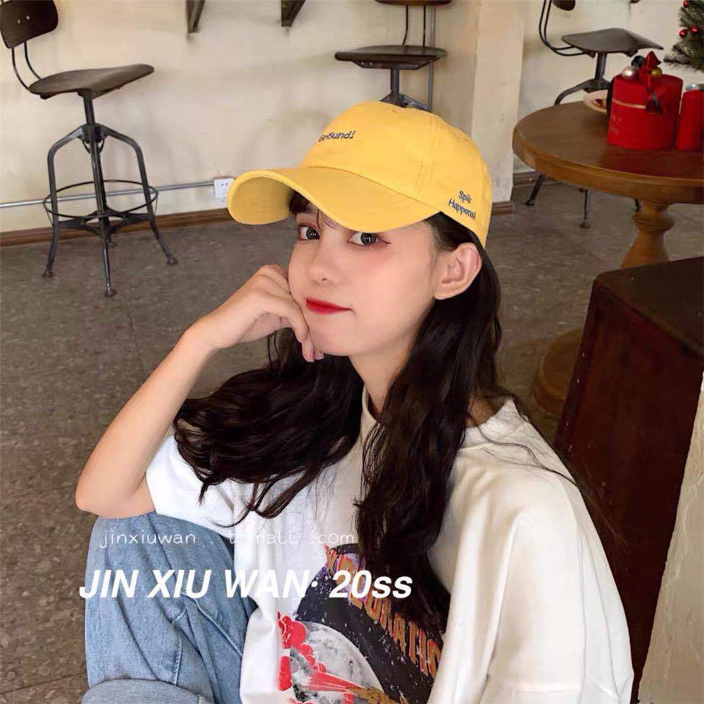 Mũ Lưỡi Trai Màu Trơn Thêu Chữ Phong Cách Hàn Quốc