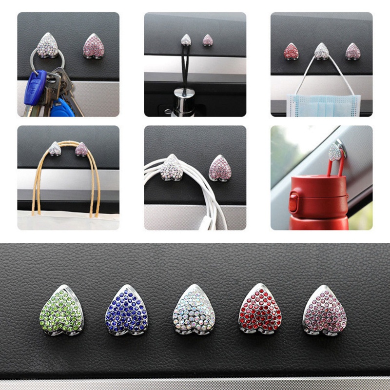 Móc Treo Dù / Xe Hơi / Văn Phòng Đính Đá Pha Lê Tự Dính Không Cần Khoan Lỗ