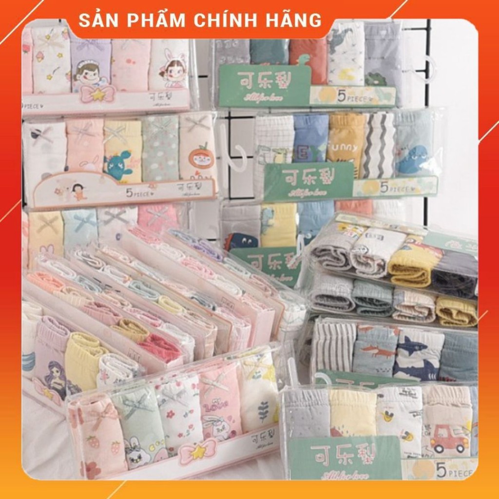 Set 5 Quần Chíp Đùi BABIBABI Chính Hãng 100% Cottong Cao Cấp Cho Bé Trai Và Bé Gái Quần Lót Cho Bé Họa Tiết Đáng Yêu