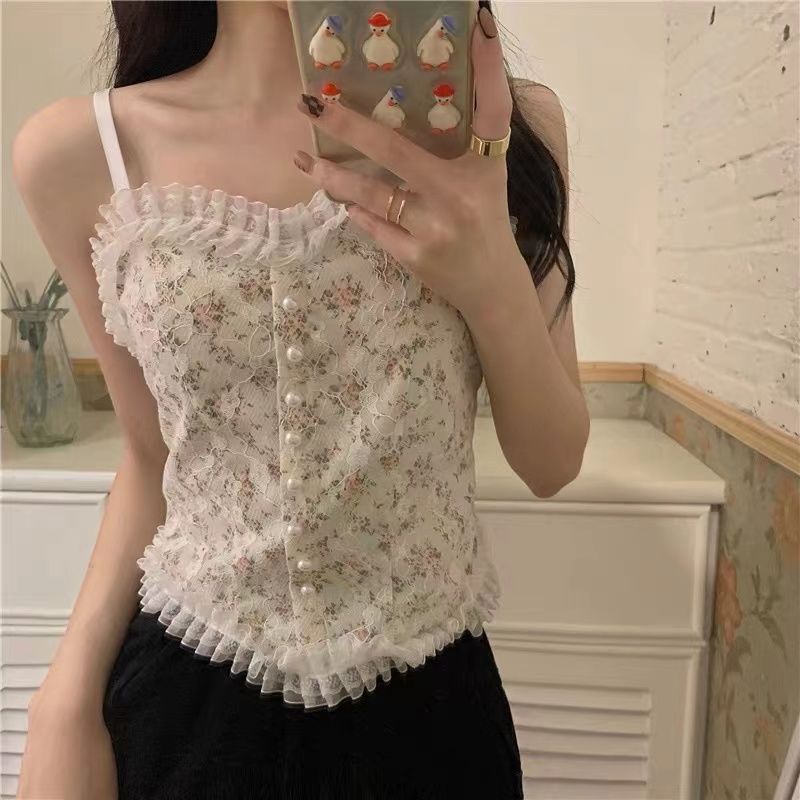 Áo tanktop COZOKC không tay phối ren quyến rũ thời trang
