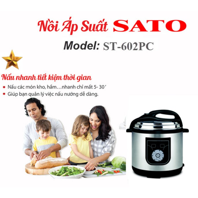 NỒI ÁP SUẤT ĐA NĂNG NẮP RỜI SATO ST-602PC HÀNG CHÍNH HÃNG BẢO HÀNH 12 THÁNG