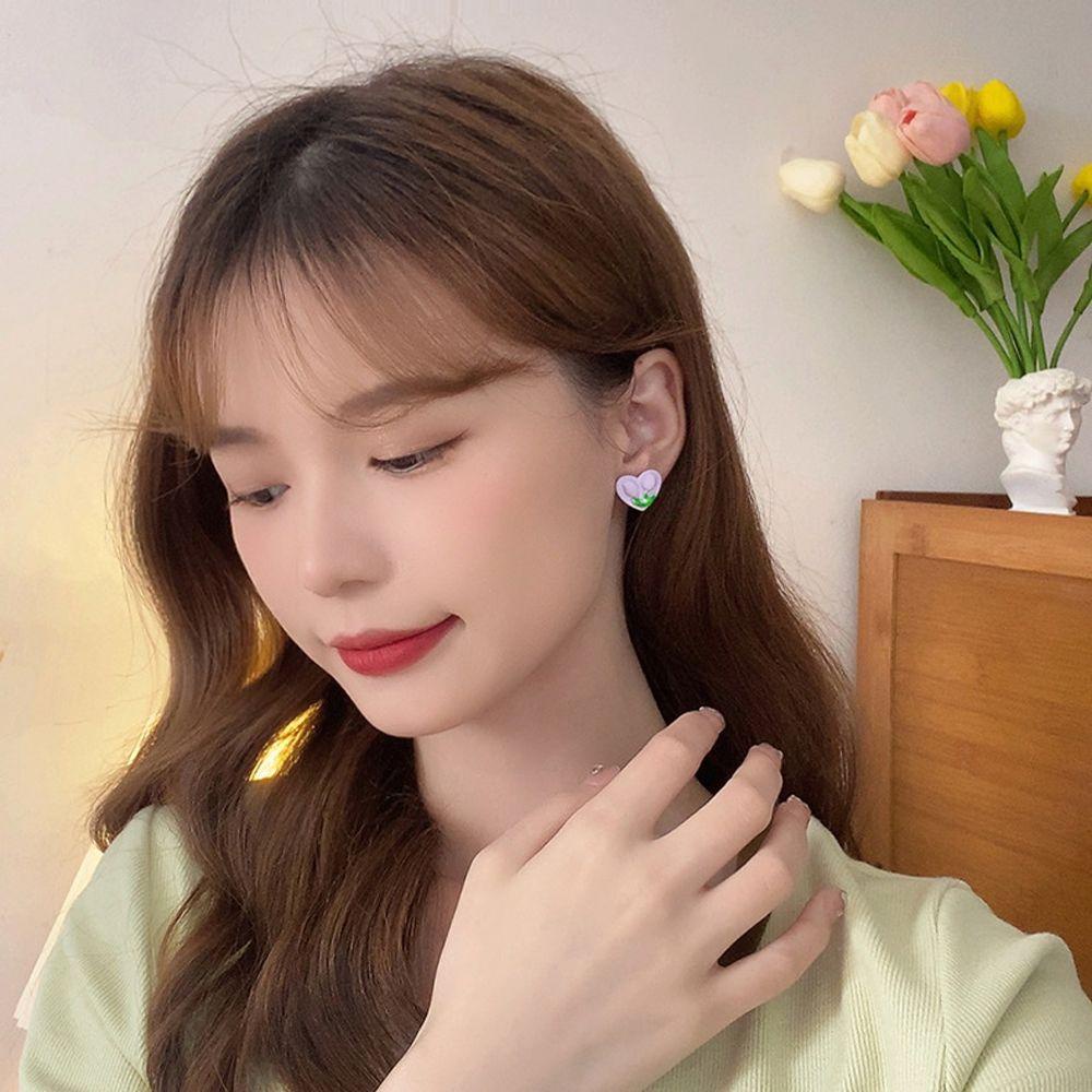 QQMALL Hoa Tai Hình Hoa Tulip Ngọt Ngào Cho Nữ