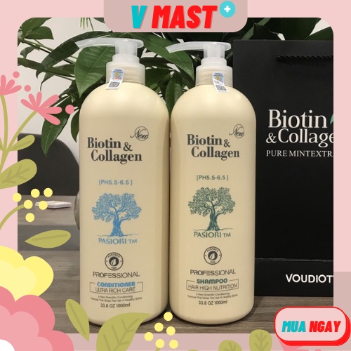 Dầu gội xả Biotin collagen , dầu gội biotin collagen trắng 1000ml giảm rụng tóc, kích thích mọc tóc