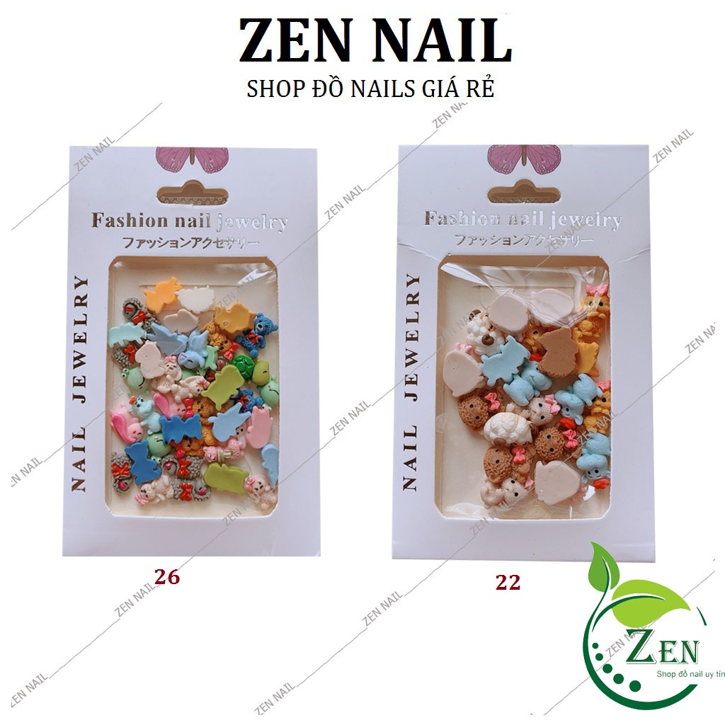 Charm nail , Charm gắn móng mix mẫu con vật