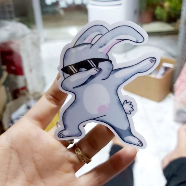 Sticker Tem Con Thỏ Cool Ngầu Dán Xe, Điện Thoại Giá Rẻ