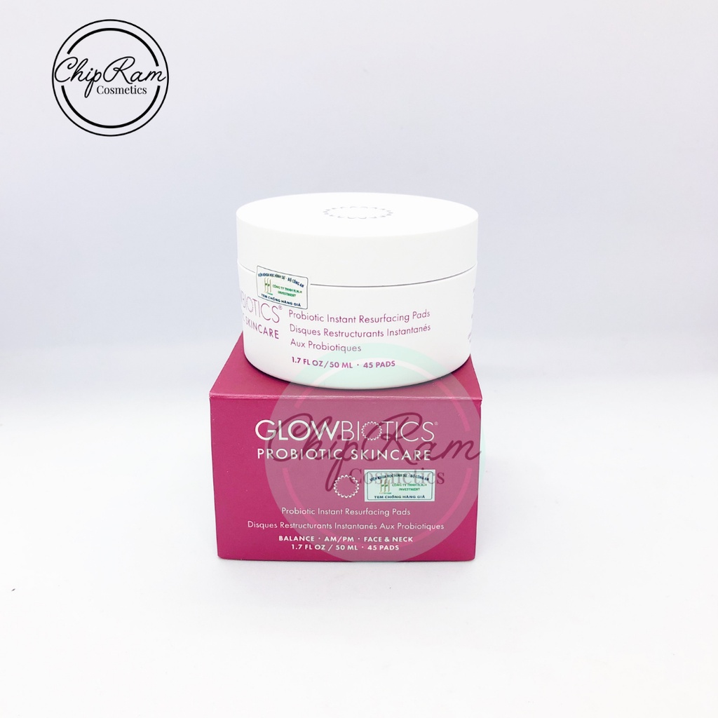 PADS LÀM SẠCH TẨY DA CHẾT GIẢM BÍT TẮC DÀY SỪNG GLOWBIOTICS 45 MIẾNG