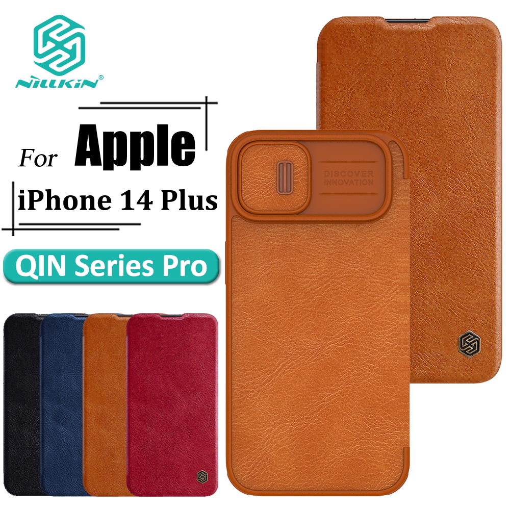 Ốp Điện Thoại Nillkin Bằng Da Nắp Lật Chống Sốc Kèm Ngăn Đựng Thẻ Cho iPhone 14 Plus Giá Đỡ