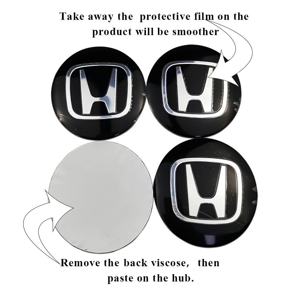 Set 4 Sticker 56mm Dán Trang Trí Trục Bánh Xe Ô Tô Honda Mugen Power Civic City Odyssey