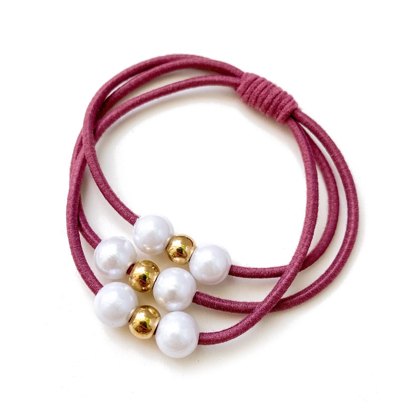 Dây buộc tóc cao su đính ngọc trai nhân tạo 3 trong 1 phong cách Hàn Quốc thời trang cho nữ