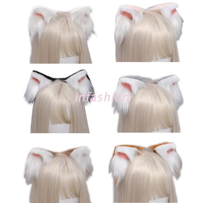 INF Lovely Faux Fur Kitten Ears Lolita Hair Clips Japanese Anime Cosplay Furry Animal Hairpins Halloween Costume Party Props