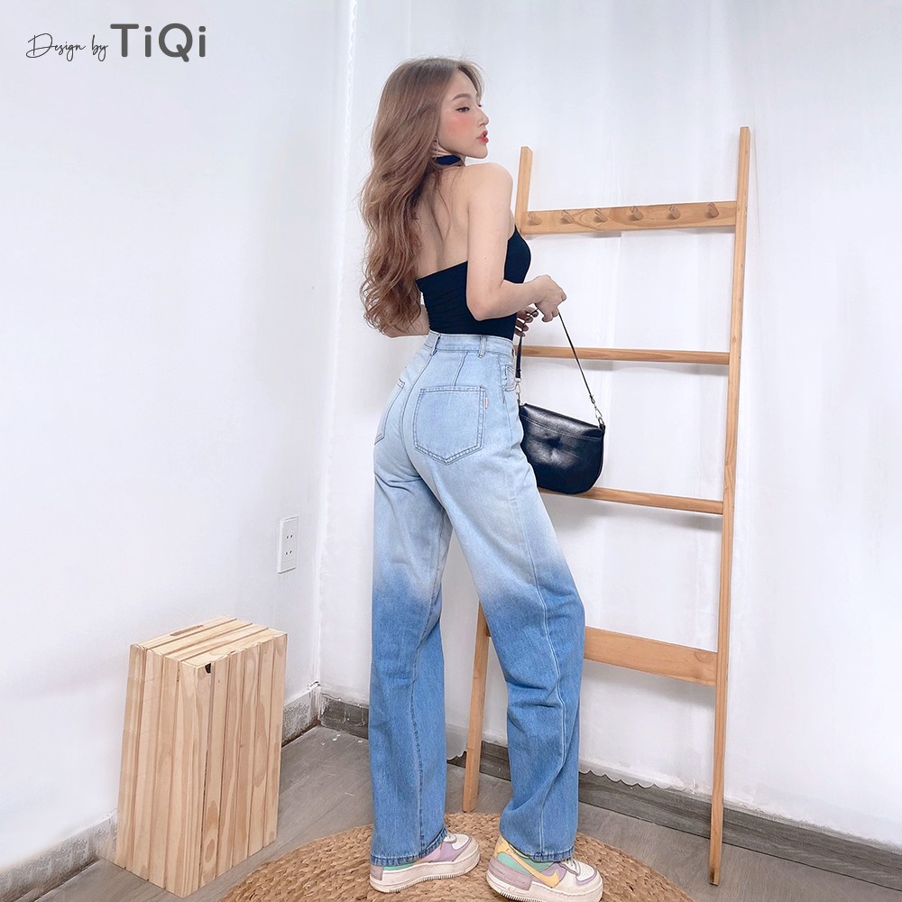 Quần bò ống rộng nữ cao cấp màu Ombre TiQi Jeans B2-197