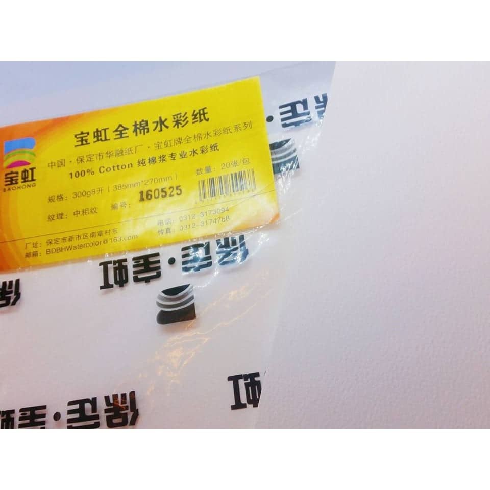 Giấy Vẽ  Baohong 300g 100% Cotton Khổ A1  vẽ màu nước,acrylic, marker,chì nước,đắp 4-5 lớp,loang tốt