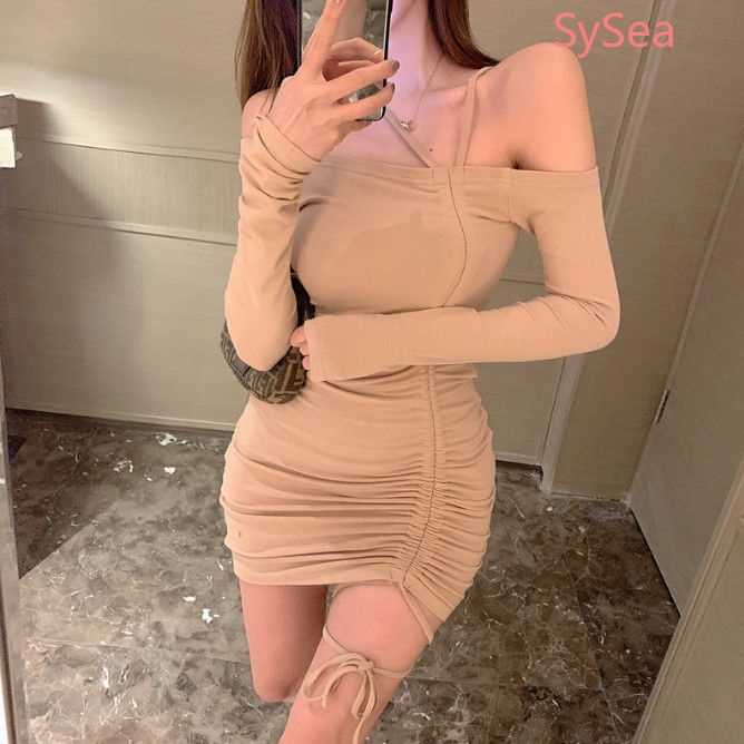 Đầm Tank Top Tay Dài Cổ Yếm Thời Trang Mùa Thu Cho Nữ