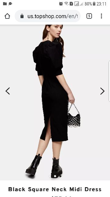 Đầm midi cổ vuông Topshop Square Neck Midi Dress
