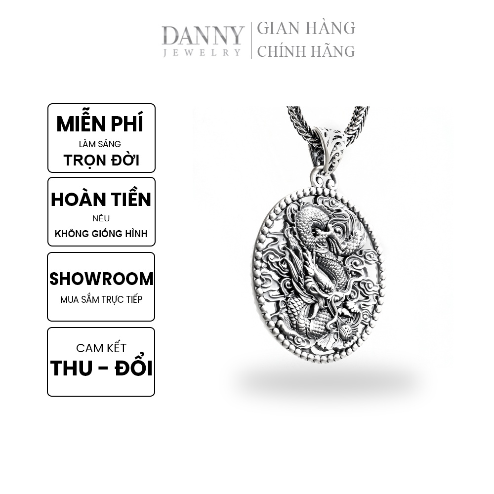 Mặt Dây Chuyền Nam Bạc Thái Kiểu Dáng Hình Tròn Phối Rồng Danny Jewelry EI0B0001