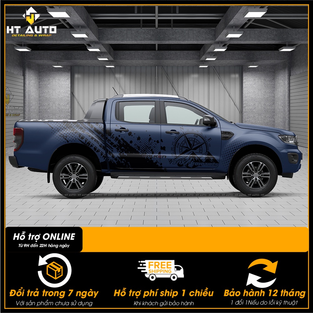 Decal Tem xe Ford Ranger HT004 - Tem Xe Bán Tải Đẹp 2022