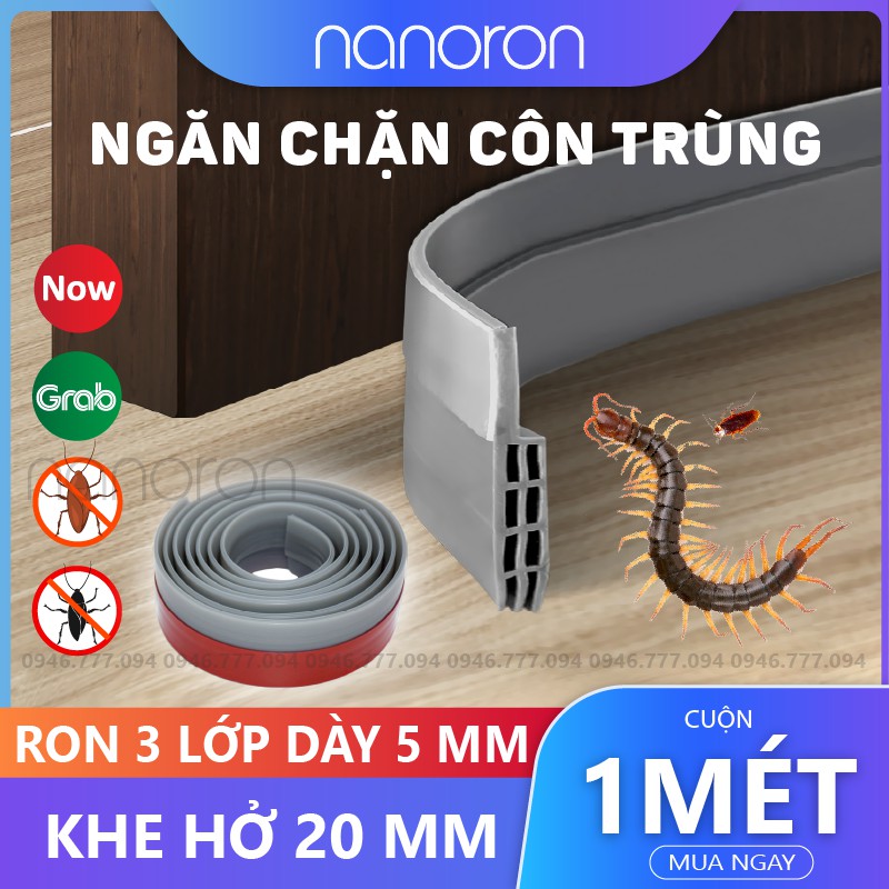 Ron 3 lớp chặn khe hở chống ồn Thanh dán chân cửa NANORON giữ nhiệt điều hòa dày 5mm, chống gió lùa, chống khói bụi R3L