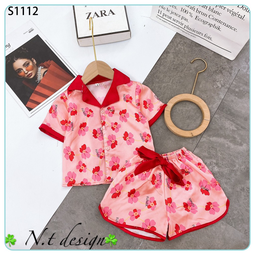 Pizama Bé Gái Chất Lụa Satin Size Từ 0-4 Tuổi