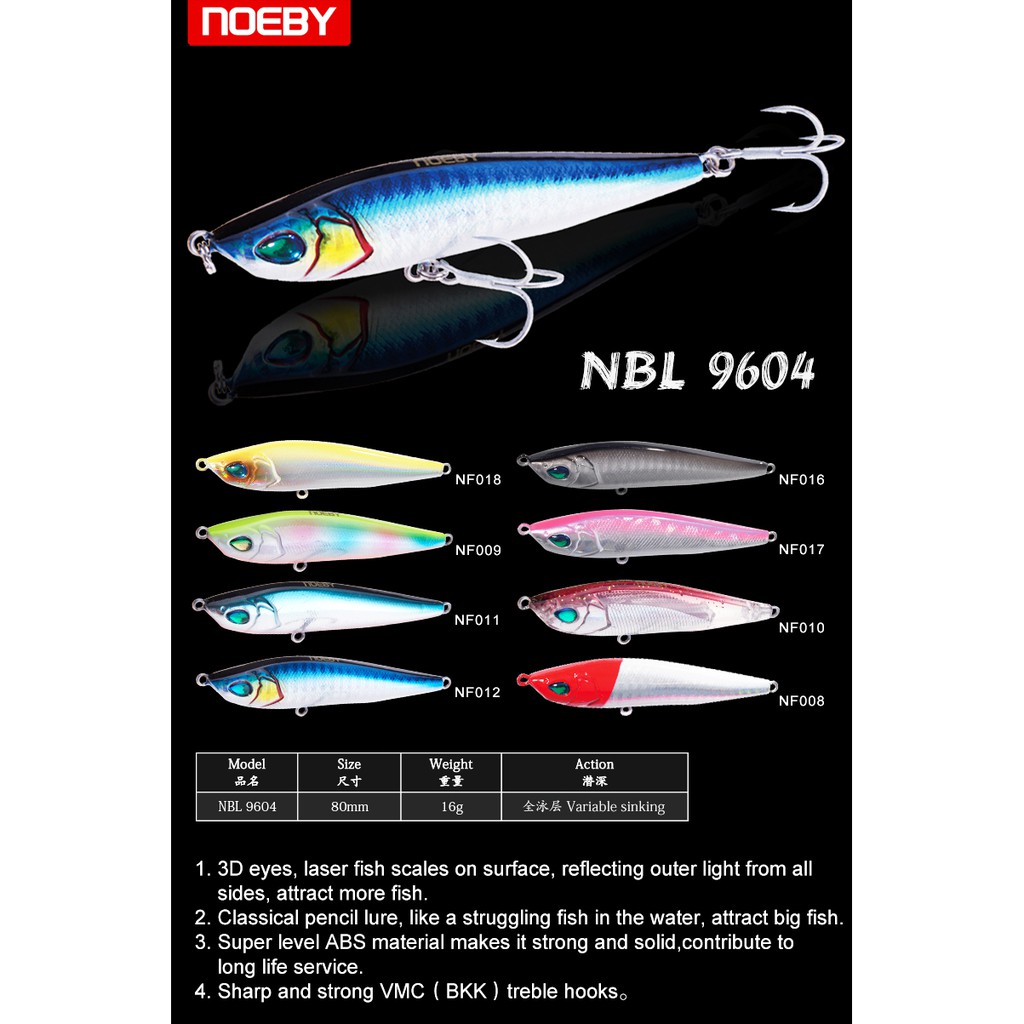 NEW Mồi giả Noeby, mồi chìm câu Lure Pencil (16g) - NBL9604 XIÊU RẺ