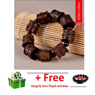Vòng tay phong thuỷ gỗ đàn hương Đỏ Khắc Rồng 20 li