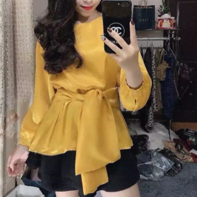 Áo kiểu thắt nơ eo