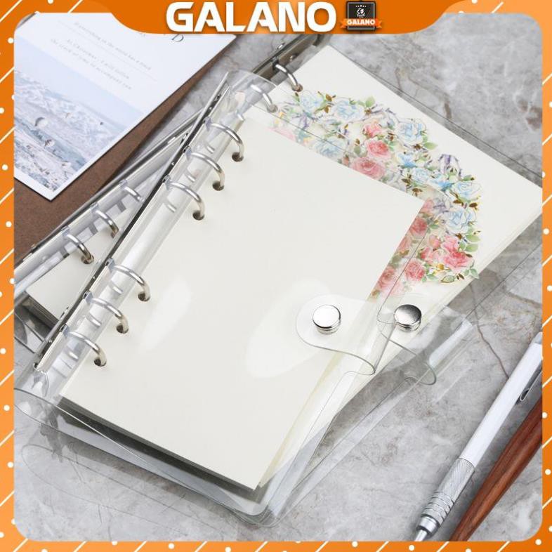 Bìa sổ còng binder GALANO sổ còng size A5 A6 trong suốt 6 lỗ phụ kiện chia giấy, túi đựng tiện dụng SN-001342