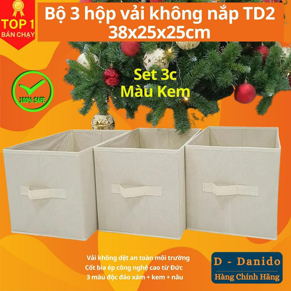 Combo 3 hộp vải đựng đồ đa năng TD2 không nắp phong cách Thụy Điển dung tích 24L - Hàng chính hãng D Danido