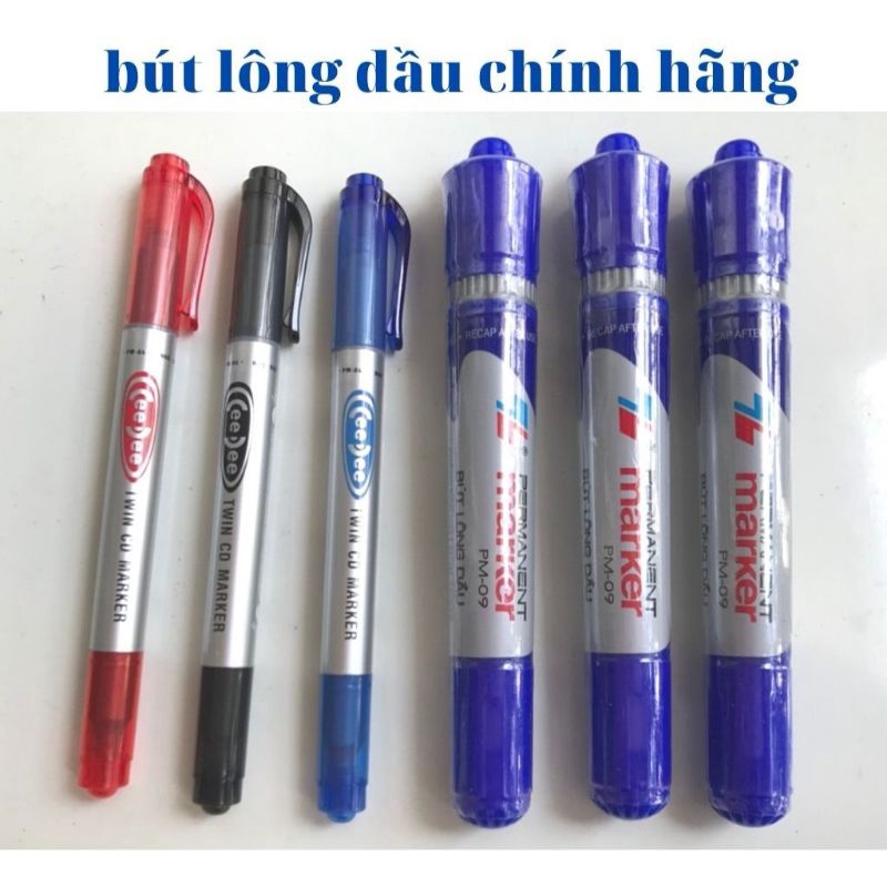 Bút lông dầu PM- 09/ PM -04Thiên Long, bút lông dầu 2 đầu xanh, đỏ, đen- hàng chính hãng