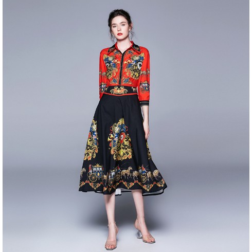 Váy xòe phong cách Hàn Quốc xinh xắn dành cho nữ - Váy xòe cổ bẻ sơ mi sang trọng