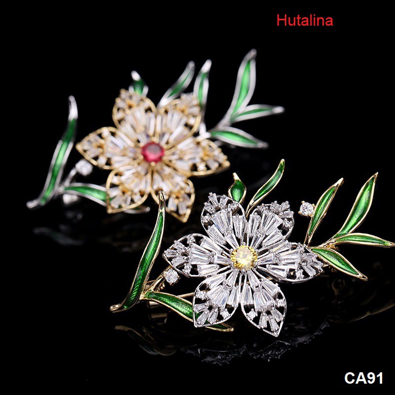 Cài Áo Hoa Xương Đính Đá Cao Cấp Mang Vẻ Đẹp Thanh Nhã CA91 - HUTALINA