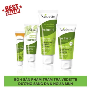BỘ 4 SẢN PHẨM DƯỠNG DA NGĂN NGỪA MỤN - TINH CHẤT TRÀM TRÀ VEDETTE