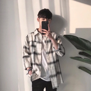 ÁO SƠ MI KẺ RÁCH GẤU (UNISEX)