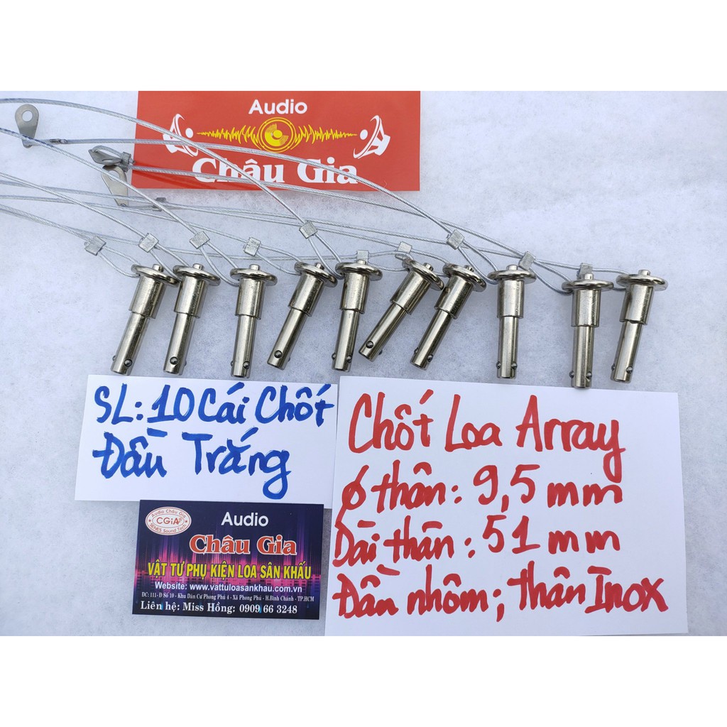 Chốt loa array 9.5 ly màu trắng 10 cái Audio Châu Gia
