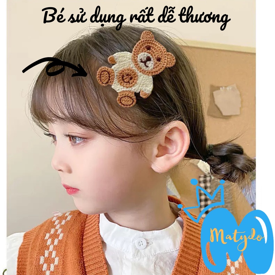 Kẹp tóc mái cho bé gái set 10 kẹp nâu xám vintage phong cách hàn quốc dễ thương đáng yêu