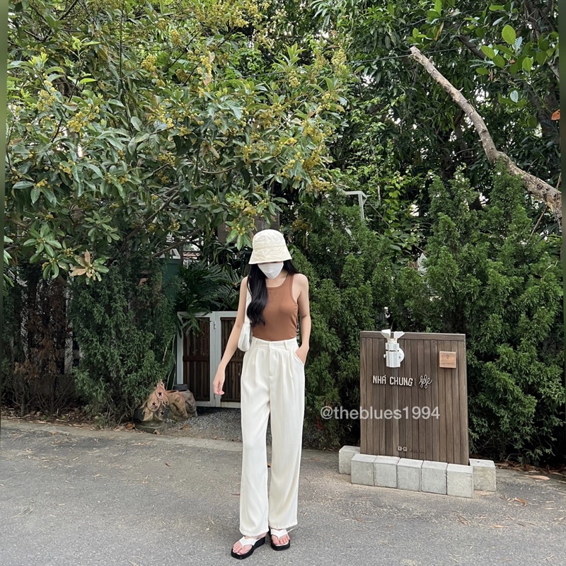 Quần Culottes Ống Suông Hack Dáng Vải Tuyết Mưa